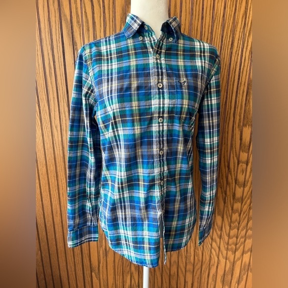 American Eagle outfitters athletic fit plaid colored button down shirt - Picture 2 of 12